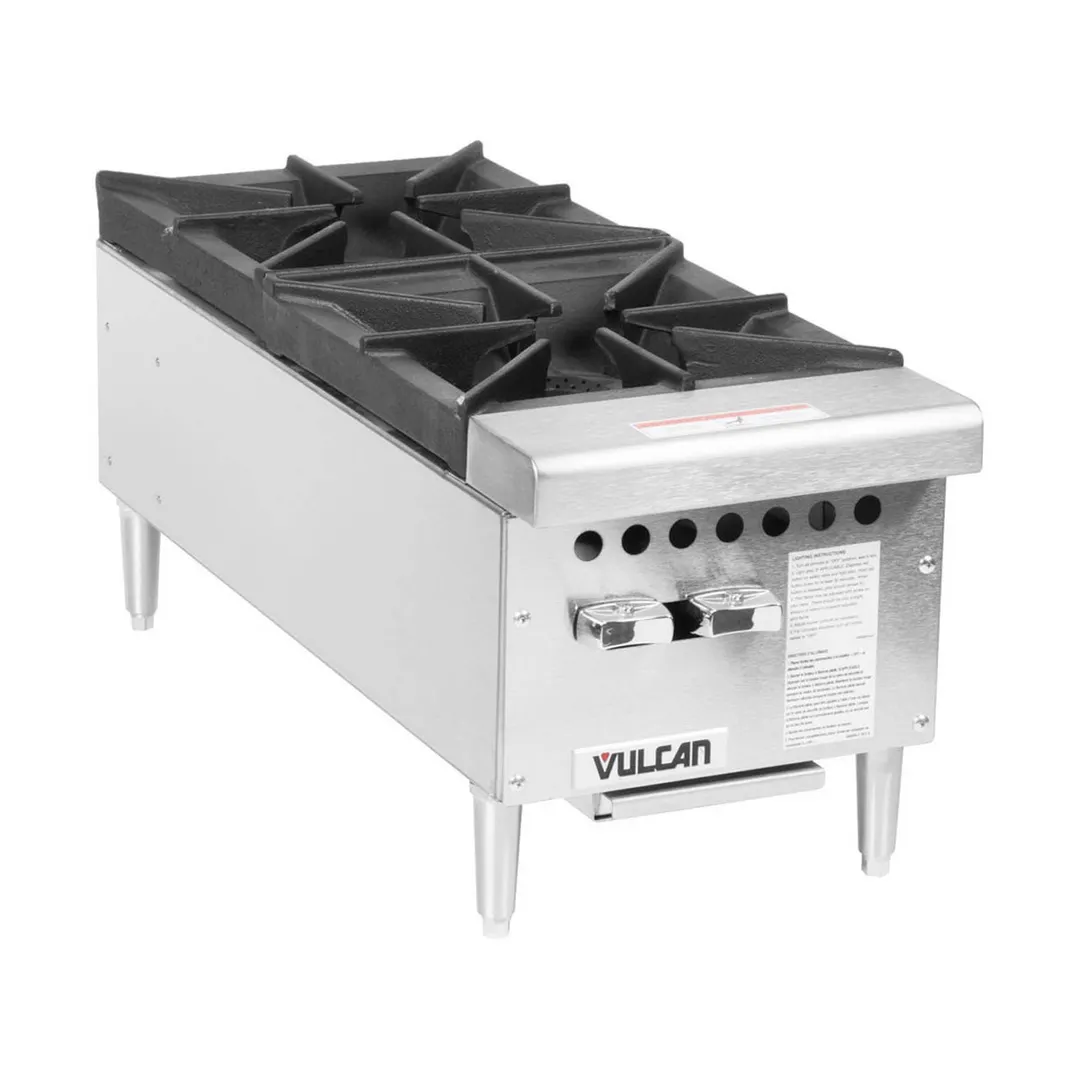 Vulcan VCRH12 12" Countertop Gas Hotplate with (2) Burners, Infinite Controls, 50.000 BTU