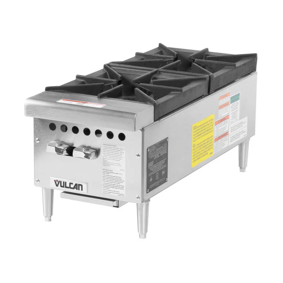Vulcan VCRH12 12" Countertop Gas Hotplate with (2) Burners, Infinite Controls, 50.000 BTU