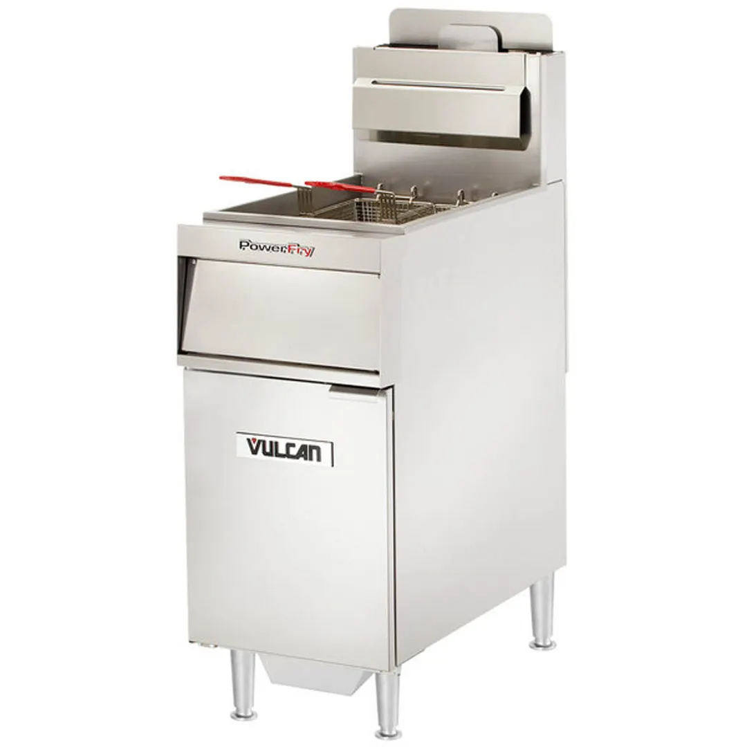 Vulcan VFRY18F V Series Full Pot Floor Model Gas Fryer w/ 50 lbs, Capacity, Range Match, 70,000 BTU