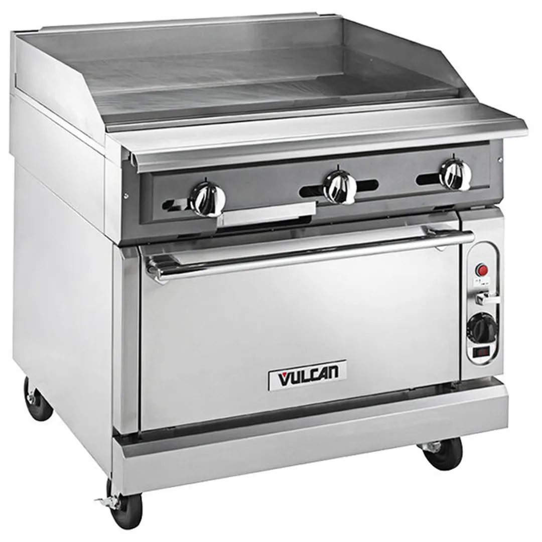 Vulcan VGM36 36" Gas Heavy Duty Range, 36" Full Griddle w/ Manual Controls, Modular Base, 90.000 BTU