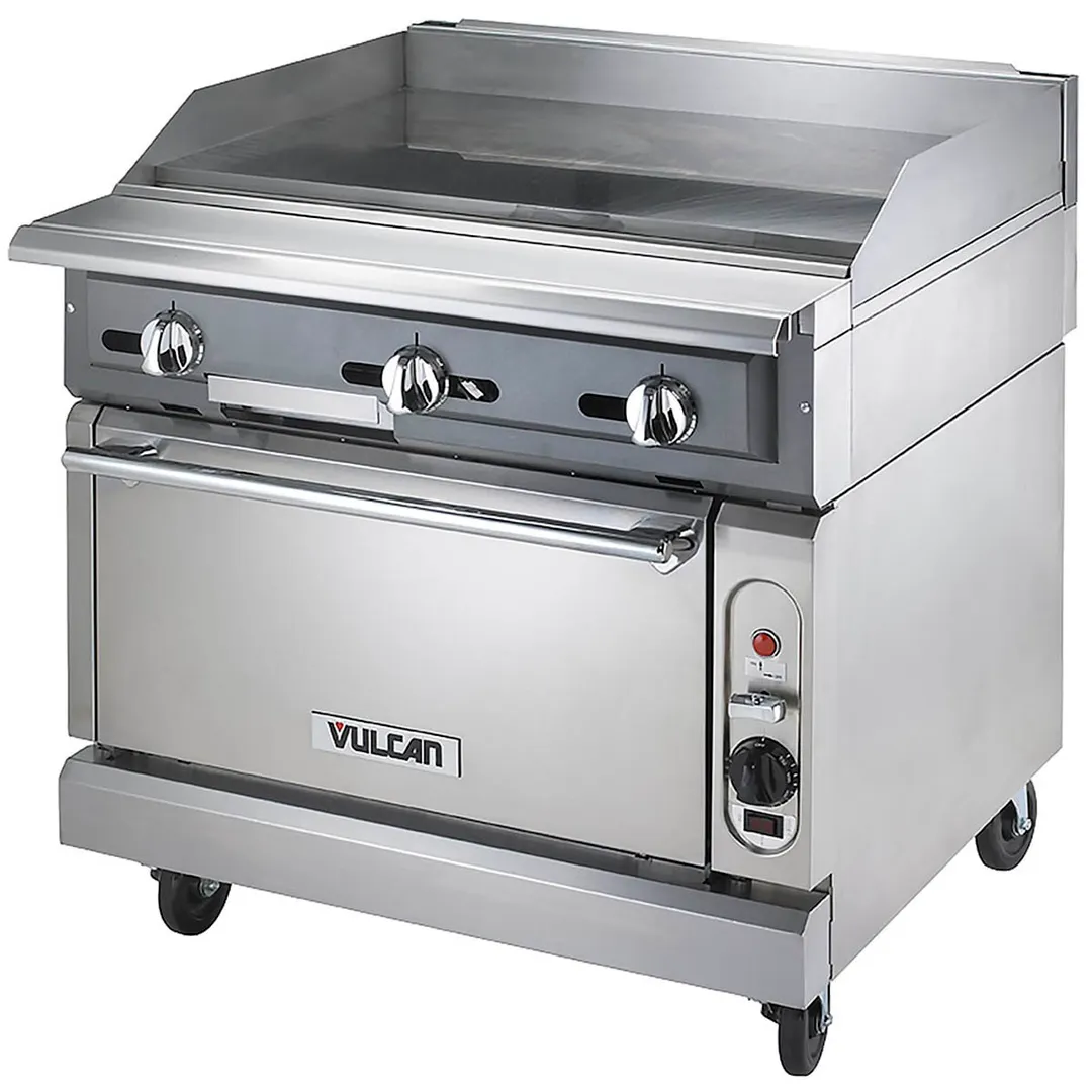 Vulcan VGM36 36" Gas Heavy Duty Range, 36" Full Griddle w/ Manual Controls, Modular Base, 90.000 BTU