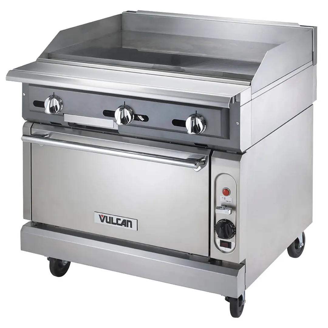 Vulcan VGMT36S 36" Gas Heavy Duty Range, 36" Full Griddle w/ Thermostatic Controls, (1) Standard Oven, 140.000 BTU