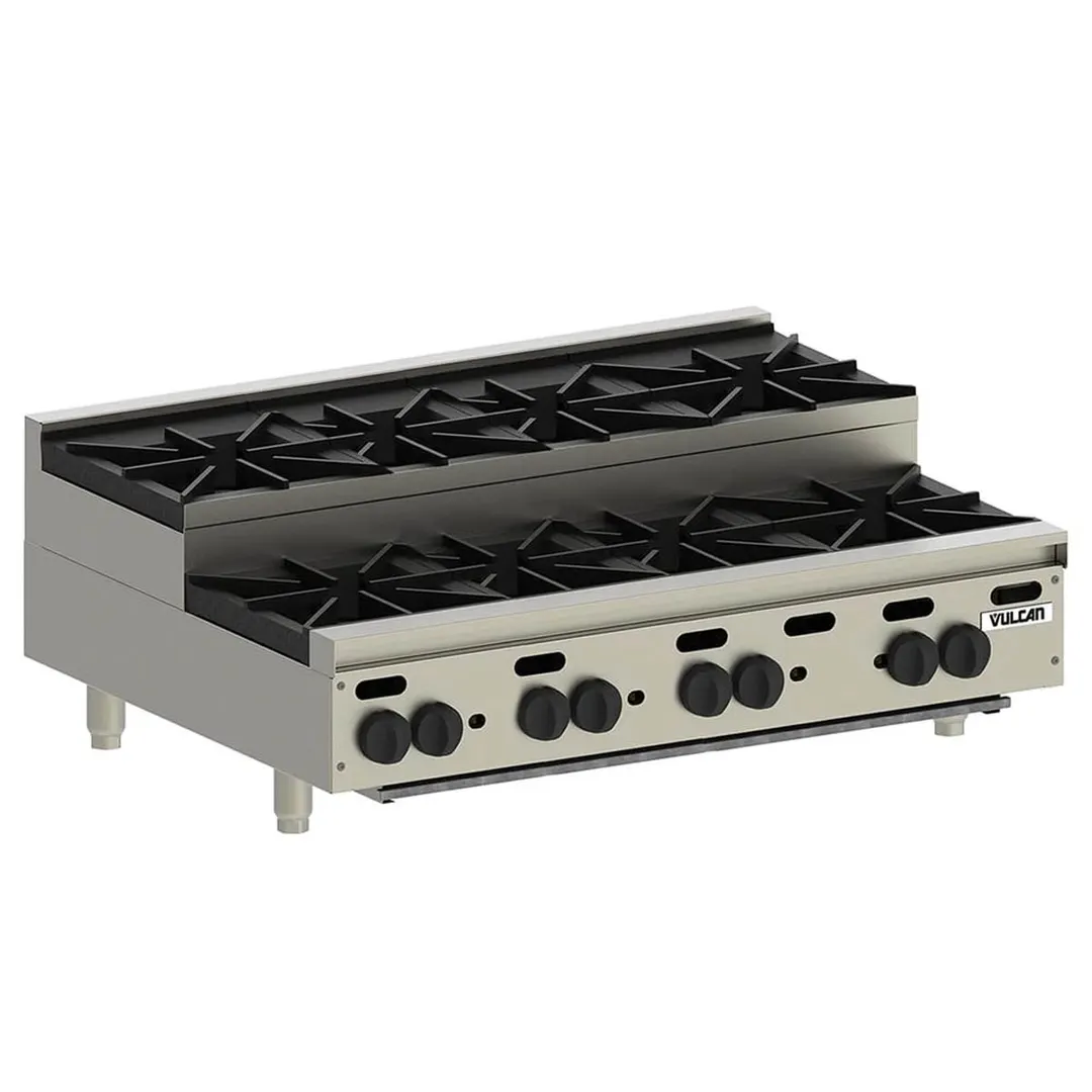 Vulcan VHP848U 48" Countertop Step-Up Gas Hotplate with (8) Burners, Infinite Controls, 240.000 BTU