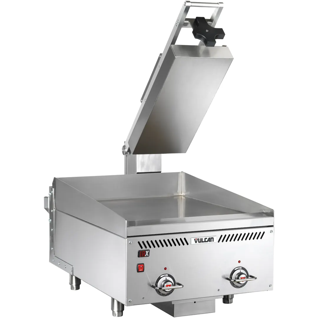 Vulcan VMCS-201 10" Rapid Recovery™ Griddle Clamshell Hood for Vulcan and Wolf Griddles, Grooved Steel Plate, 208v