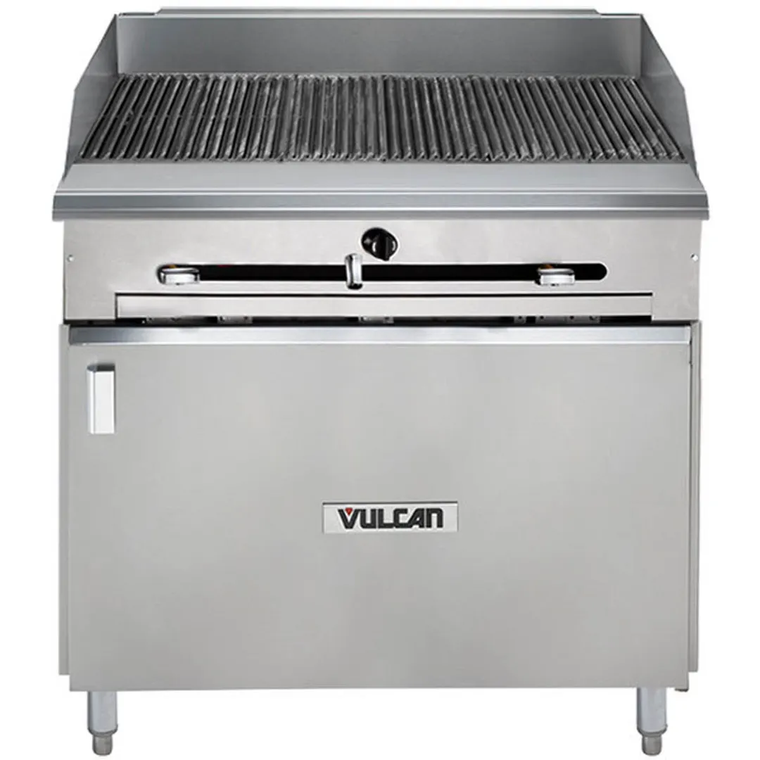 Vulcan VTC36 36" Gas Heavy Duty Range w/ 36" Full Infrared Charbroiler, Modular Base, 66.000 BTU
