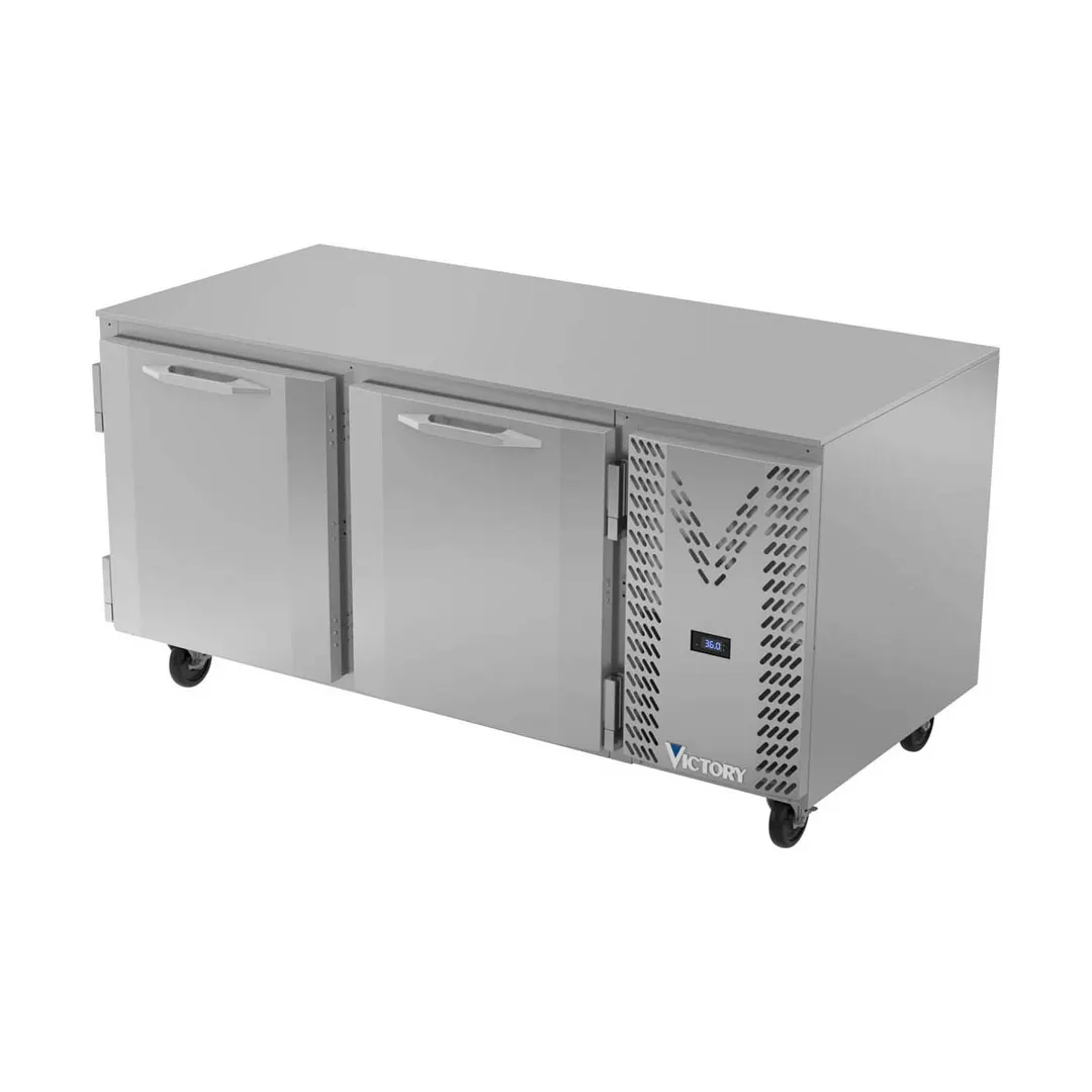 Victory VUR67HC 67" 2-Section Undercounter Refrigerator w/ 2 Solid Doors, 19 cu ft