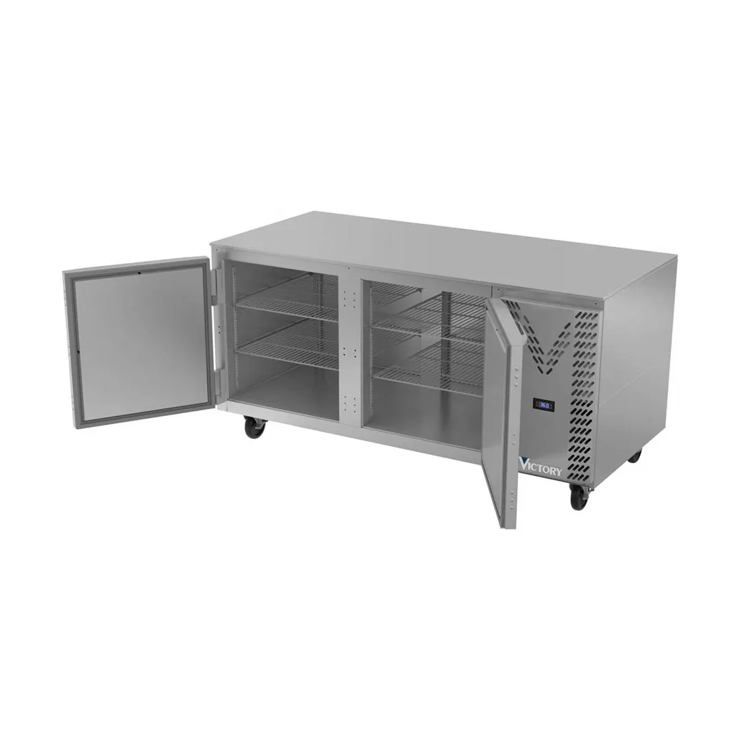 Victory VUR67HC 67" 2-Section Undercounter Refrigerator w/ 2 Solid Doors, 19 cu ft