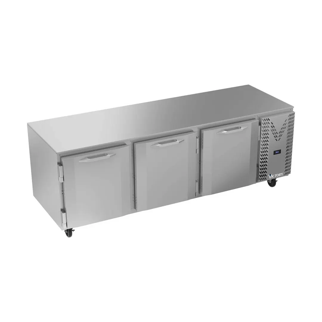 Victory VUR93HC 93" 3-Section Undercounter Refrigerator w/ 3 Solid Doors, 29.7 cu ft