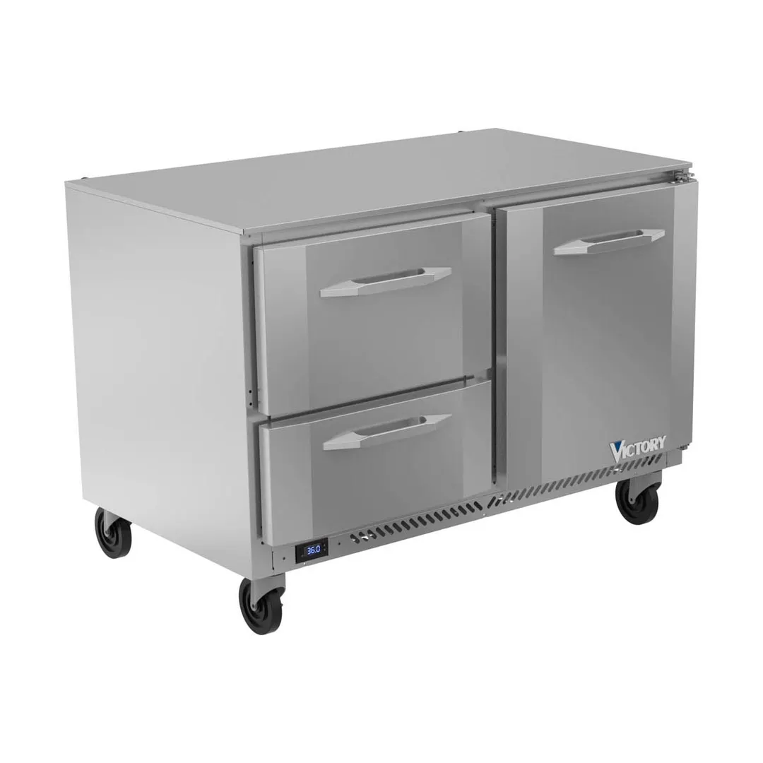 Victory VURD48HC-2 48" 2-Section Undercounter Refrigerator w/ 1 Solid Door & 2 Drawers