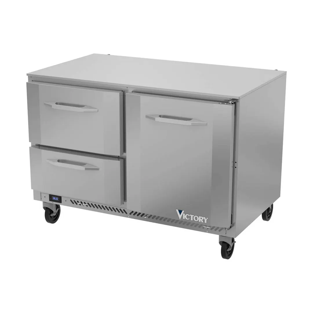 Victory VURD48HC-2 48" 2-Section Undercounter Refrigerator w/ 1 Solid Door & 2 Drawers