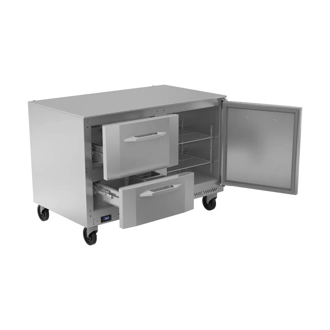 Victory VURD48HC-2 48" 2-Section Undercounter Refrigerator w/ 1 Solid Door & 2 Drawers