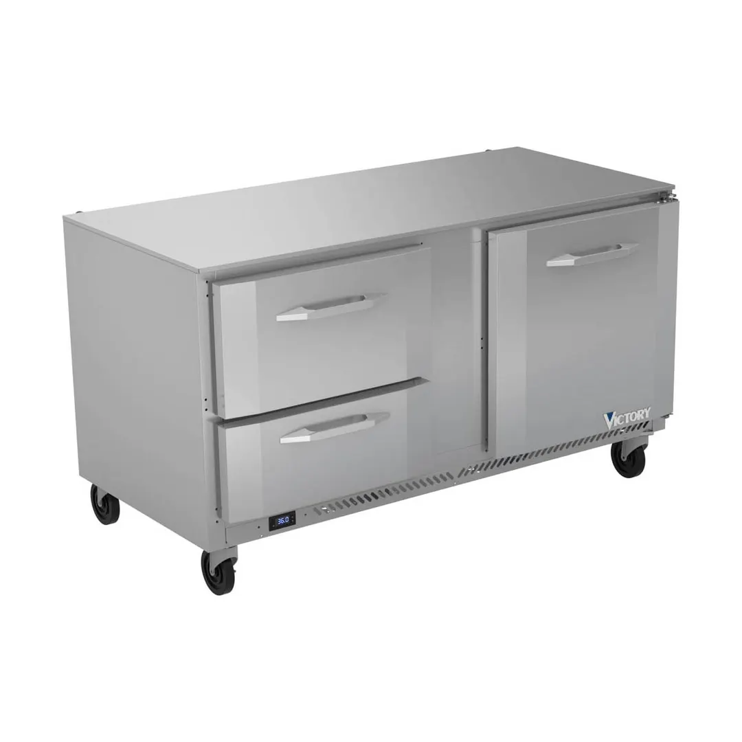 Victory VURD60HC-2 60" 2-Section Undercounter Refrigerator w/ 1 Solid Door & 2 Drawers