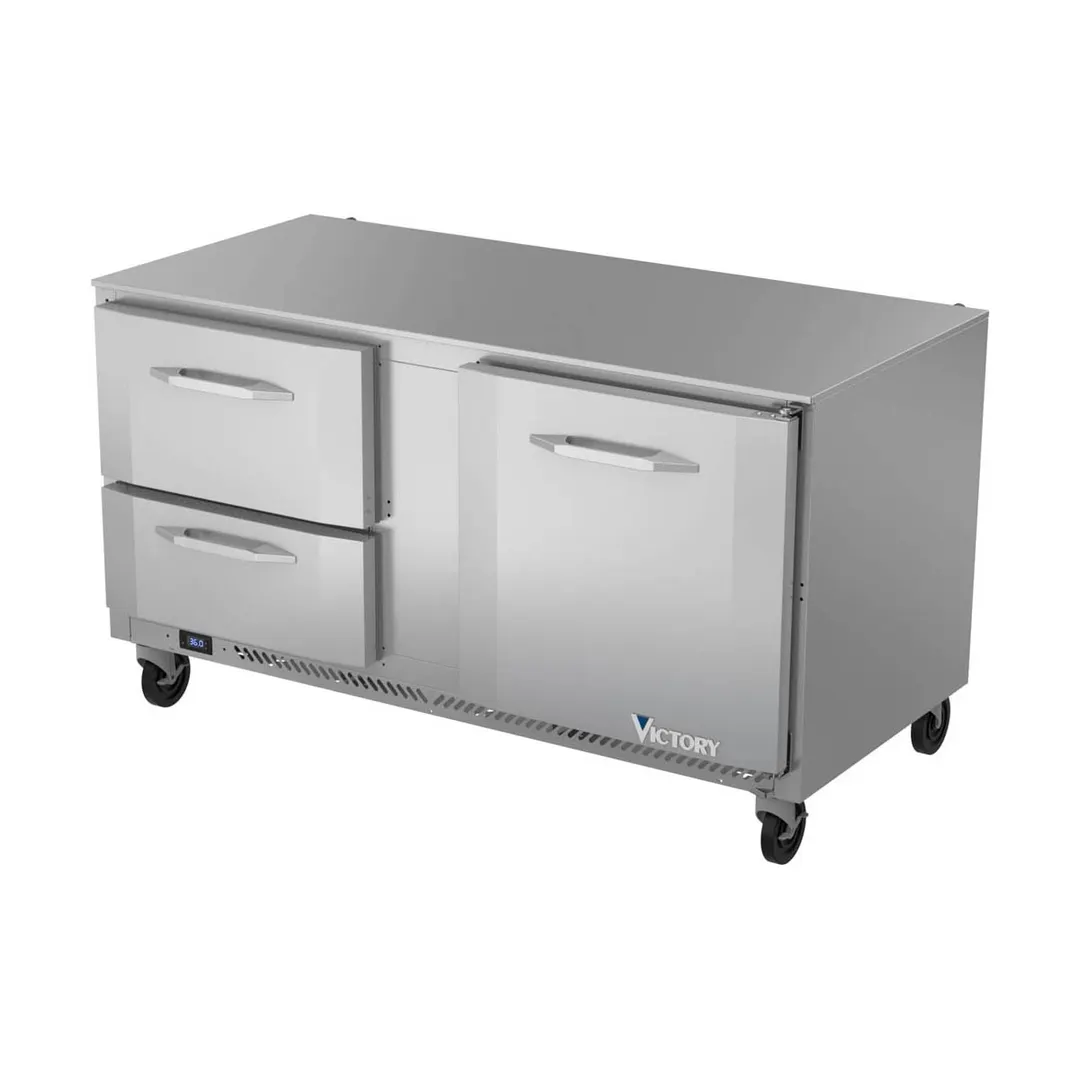Victory VURD60HC-2 60" 2-Section Undercounter Refrigerator w/ 1 Solid Door & 2 Drawers