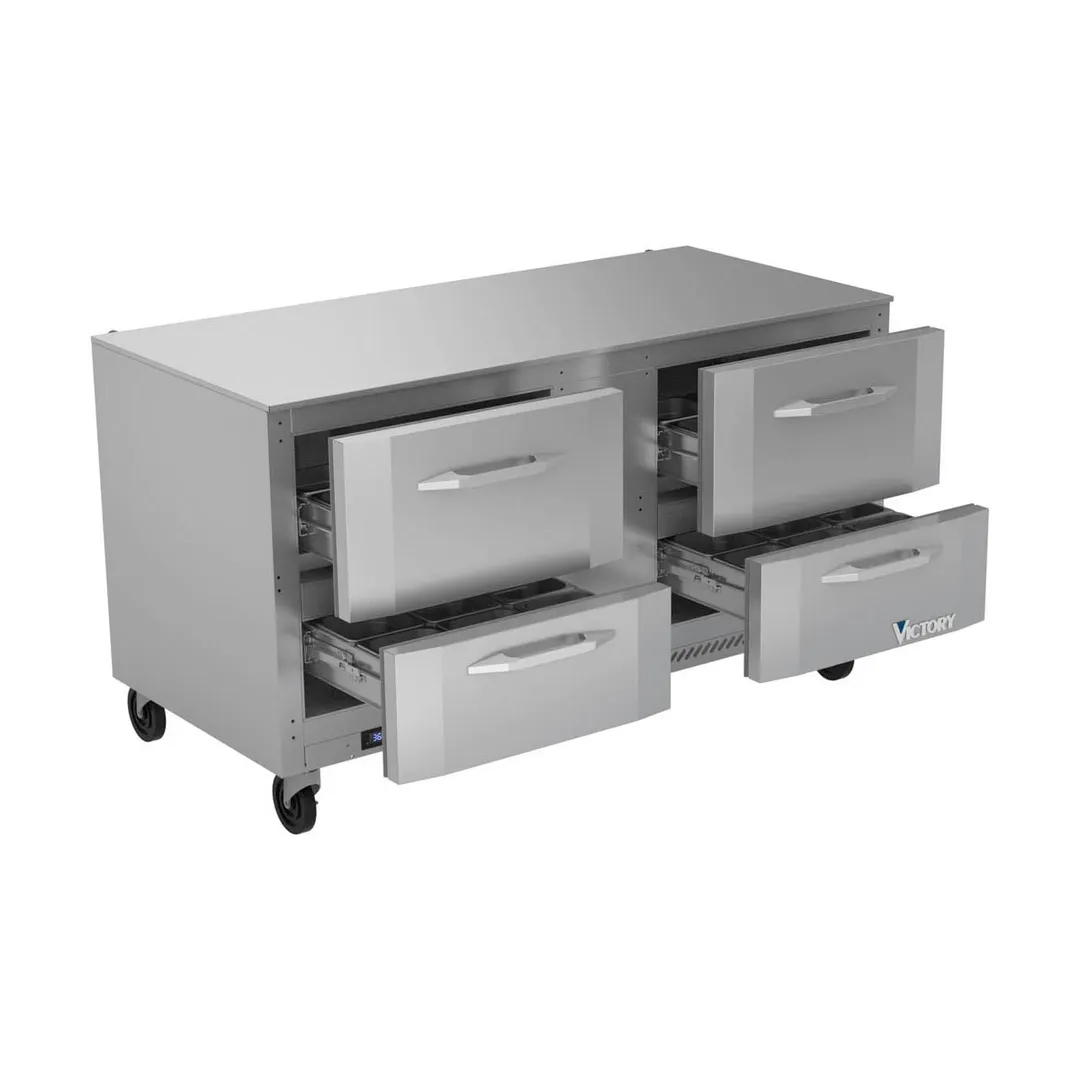 Victory VURD60HC-4 60" 2-Section Undercounter Refrigerator w/ 4 Drawers, 17.1 cu ft
