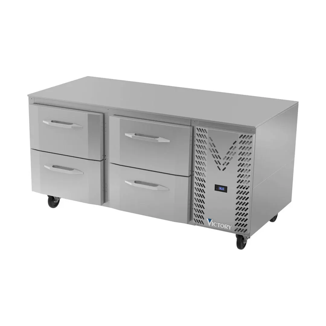 Victory VURD67HC-4 67" 2-Section Undercounter Refrigerator w/ 4 Drawers, 27 cu ft