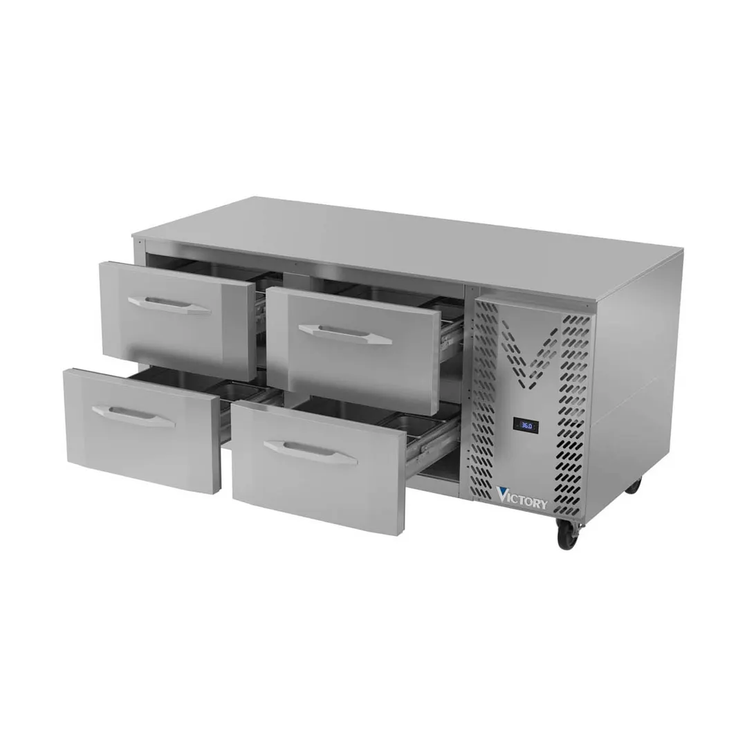 Victory VURD67HC-4 67" 2-Section Undercounter Refrigerator w/ 4 Drawers, 27 cu ft