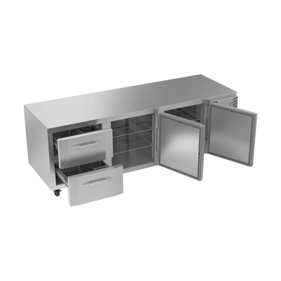 Victory VURD93HC-2 93" 3-Section Undercounter Refrigerator w/ 2 Solid Door & 2 Drawers