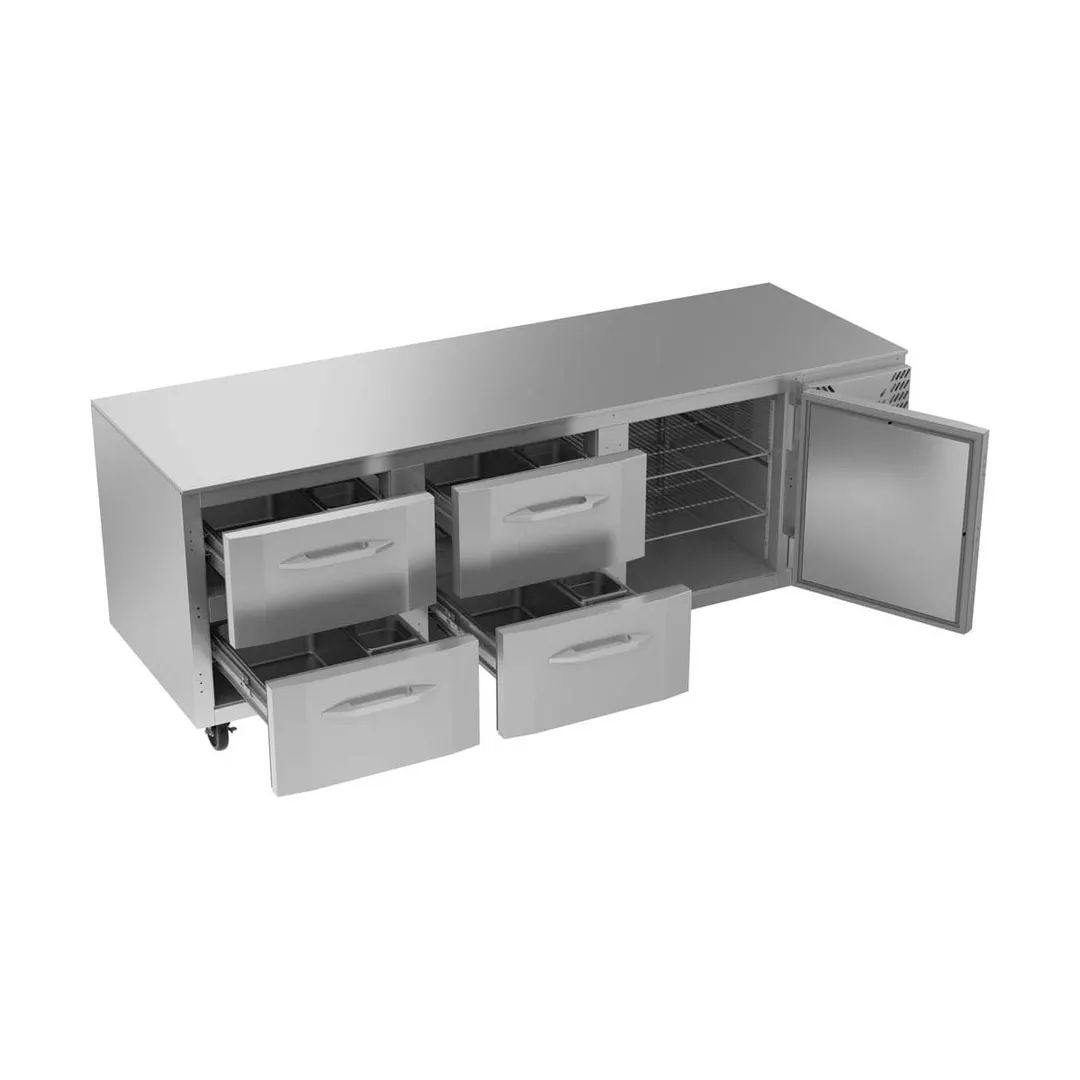 Victory VURD93HC-4 93" 3-Section Undercounter Refrigerator w/ 1 Solid Door & 4 Drawers