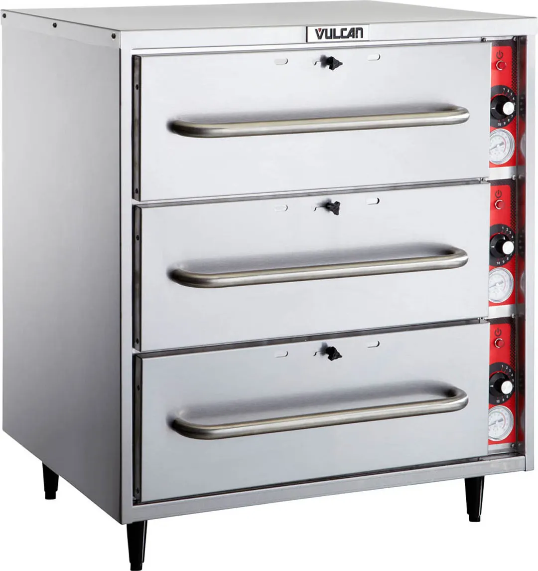 Vulcan VW3S 27" Freestanding Three Drawer Warmer, 12" x 20" x 6" Pan Per Drawer