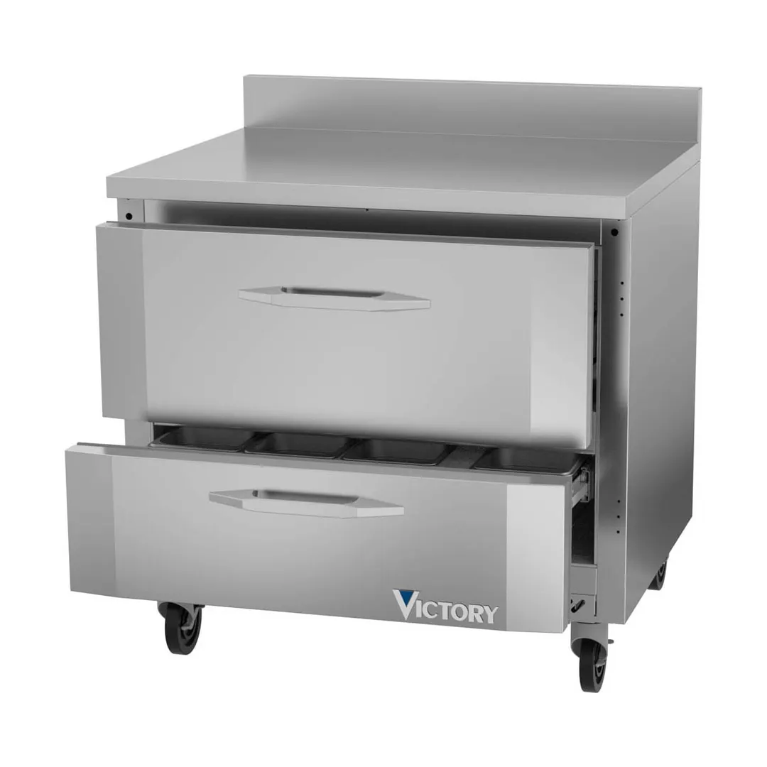 Victory VWFD36HC-2 36" 1-Section Worktop Freezer w/ 2 Drawers, 8.7 cu. ft.