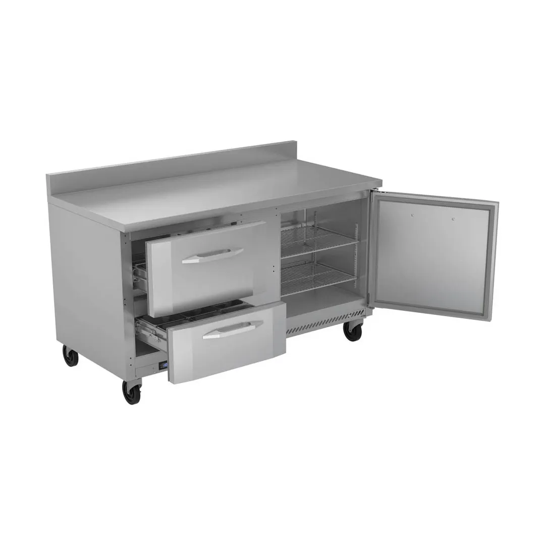 Victory VWFD60HC-2 60" 2-Section Worktop Freezer w/ 1 Door & 2 Drawers, 14.36 cu. ft.