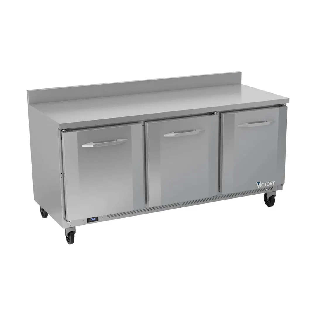 Victory VWR72HC 72" 3-Section Worktop Refrigerator w/ 3 Doors, 17.88 cu. ft.