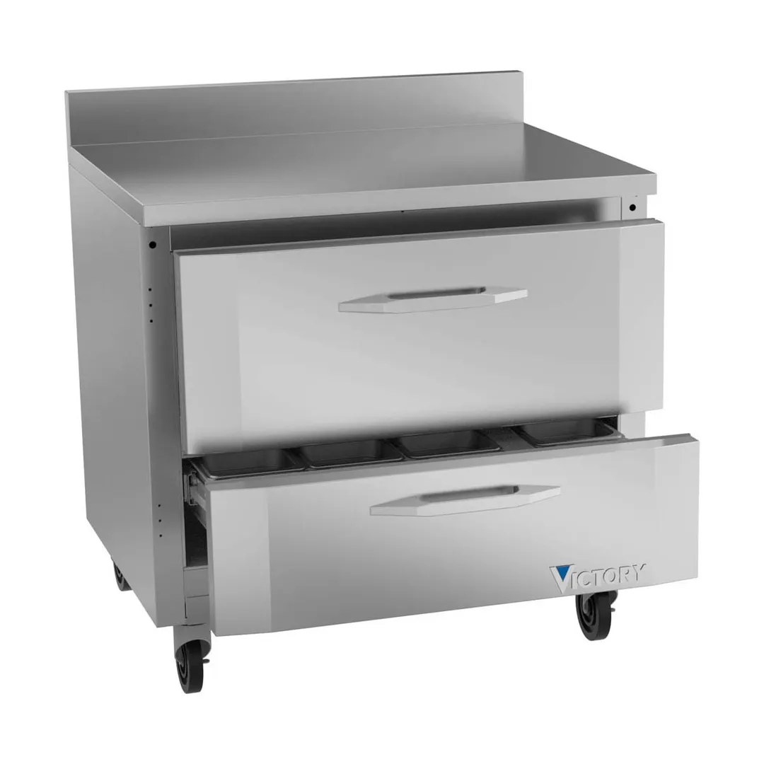 Victory VWRD36HC-2 36" 1-Section Worktop Refrigerator w/ 2 Drawers, 8.5 cu. ft.