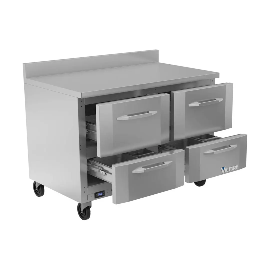 Victory VWRD48HC-4 48" 2-Section Worktop Refrigerator w/ 4 Drawers, 11.82 cu. ft.