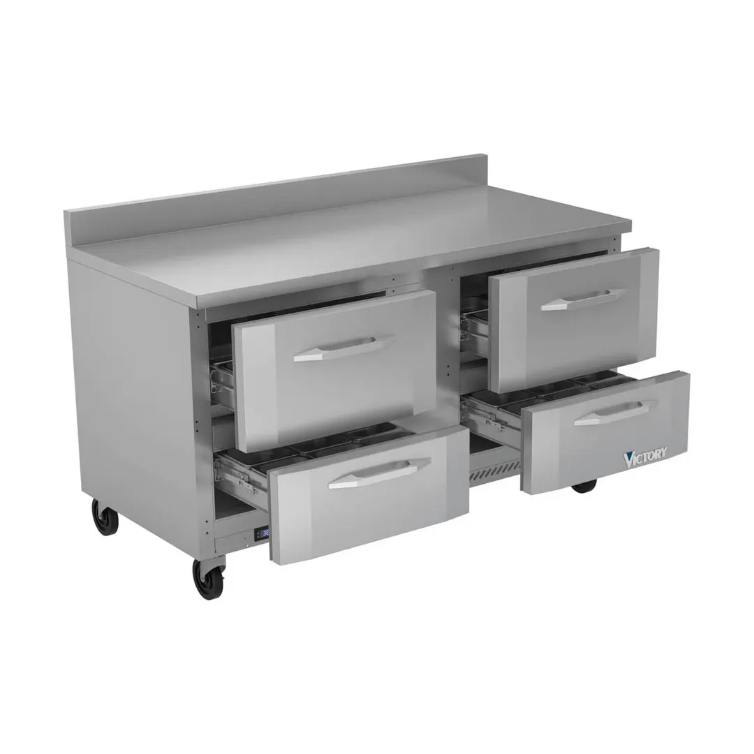 Victory VWRD60HC-4 60" 2-Section Worktop Refrigerator w/ 4 Drawers, 14.75 cu. ft.