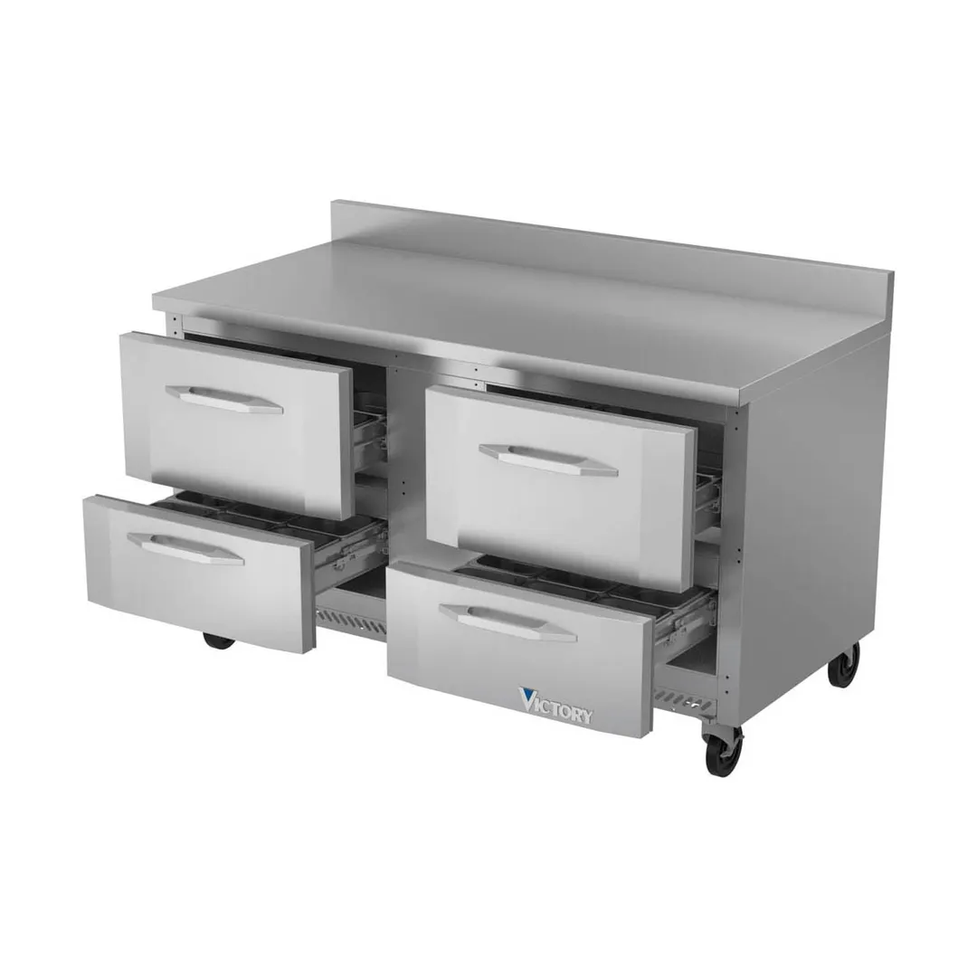Victory VWRD60HC-4 60" 2-Section Worktop Refrigerator w/ 4 Drawers, 14.75 cu. ft.