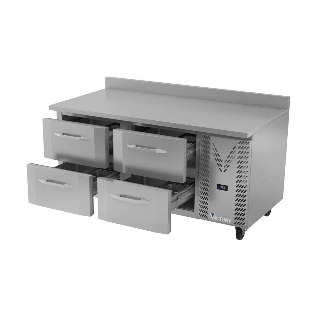 Victory VWRD67HC-4 67" 2-Section Worktop Refrigerator w/ 4 Drawers, 19 cu. ft.