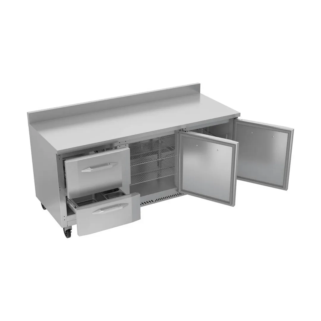 Victory VWRD72HC-2 72" 3-Section Worktop Refrigerator w/ 2 Drawers & 2 Doors, 17.8 cu. ft.