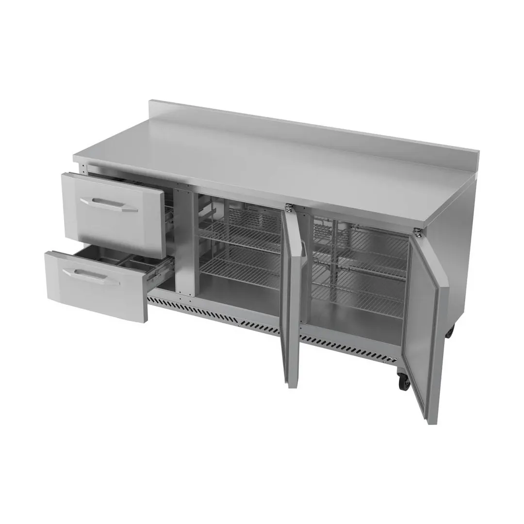 Victory VWRD72HC-2 72" 3-Section Worktop Refrigerator w/ 2 Drawers & 2 Doors, 17.8 cu. ft.
