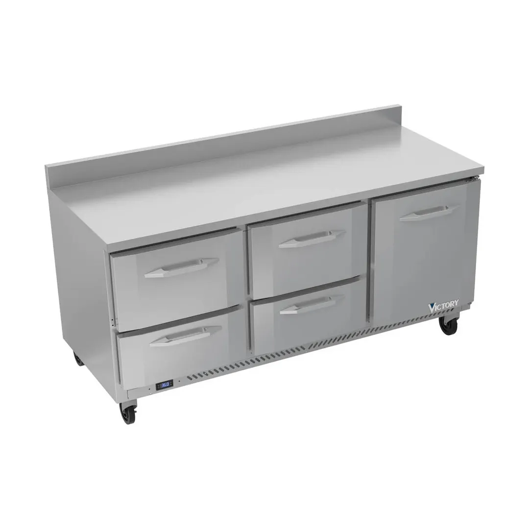 Victory VWRD72HC-4 72" 3-Section Worktop Refrigerator w/ 4 Drawers & 1 Door, 17.8 cu. ft.