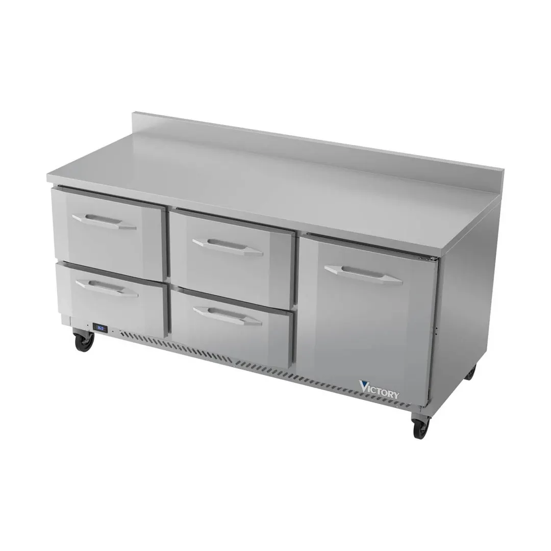 Victory VWRD72HC-4 72" 3-Section Worktop Refrigerator w/ 4 Drawers & 1 Door, 17.8 cu. ft.