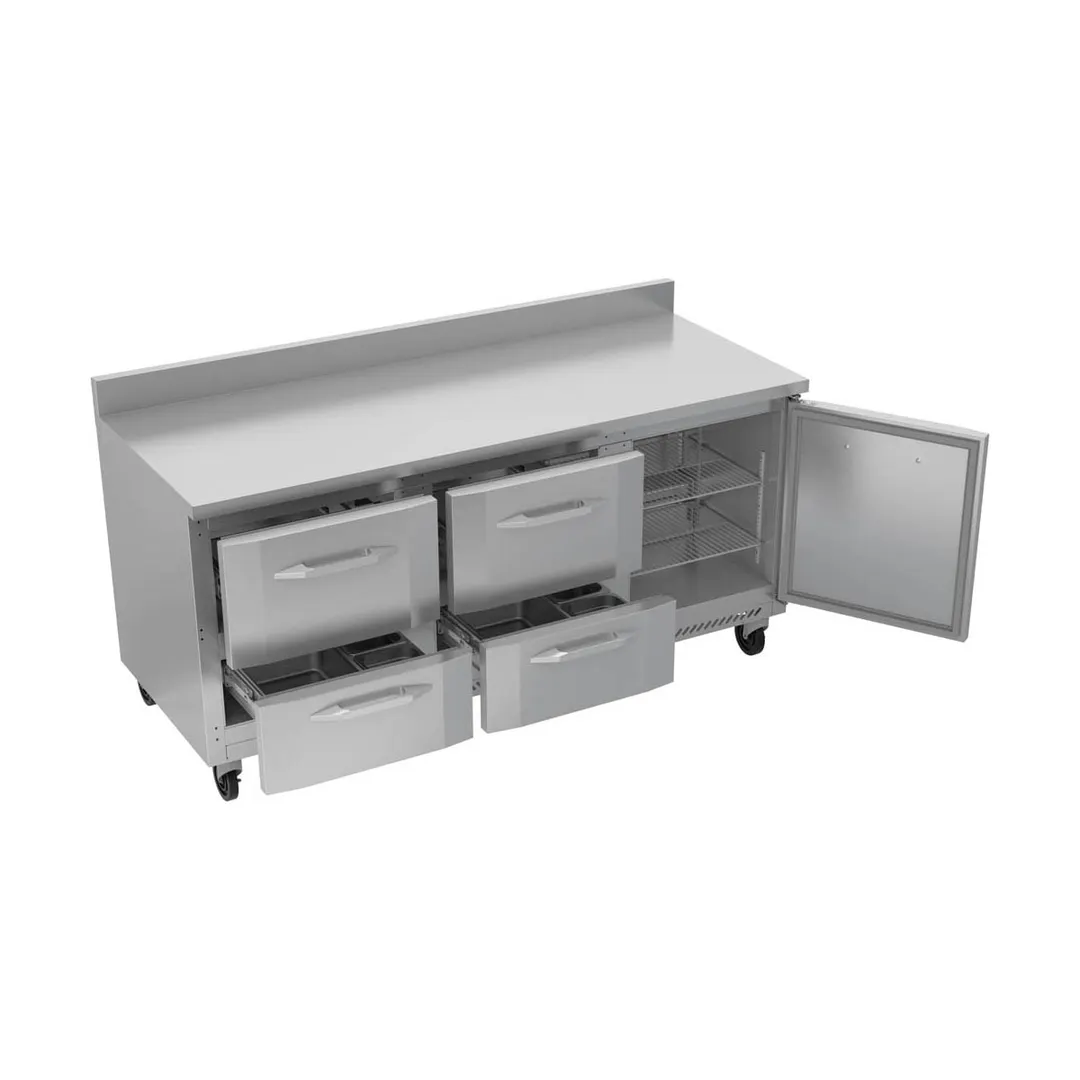 Victory VWRD72HC-4 72" 3-Section Worktop Refrigerator w/ 4 Drawers & 1 Door, 17.8 cu. ft.