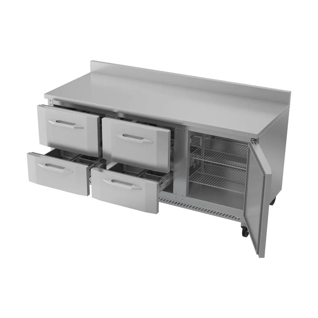 Victory VWRD72HC-4 72" 3-Section Worktop Refrigerator w/ 4 Drawers & 1 Door, 17.8 cu. ft.