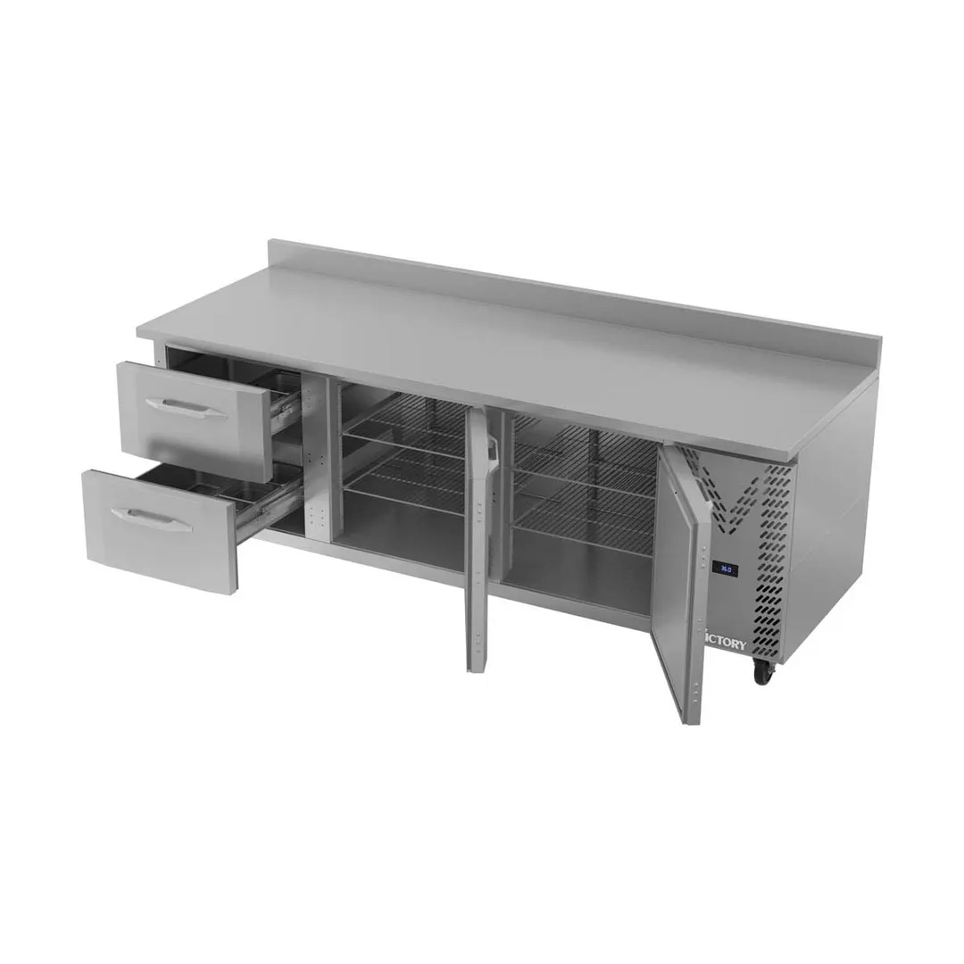 Victory VWRD93HC-2 93" 3-Section Worktop Refrigerator w/ 2 Drawers & 2 Doors, 29.7 cu. ft.