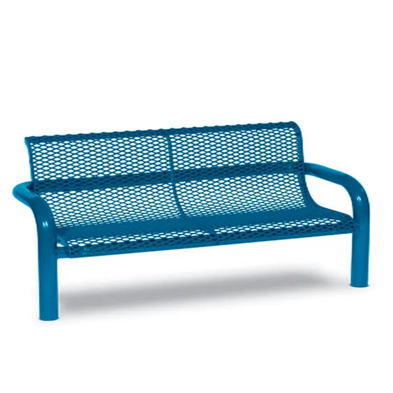 Wabash CN430D Contemporary Series 6'L Outdoor Bench with Back, Diamond Pattern, Steel Frame, Plastisol Coated Finish, 73-84" Wide