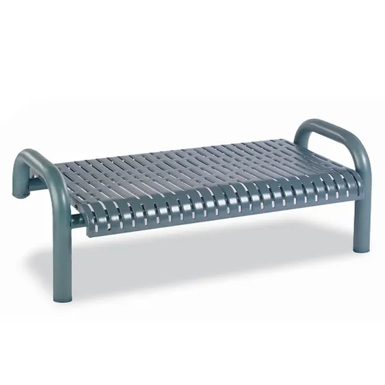 Wabash CN435S Contemporary Series 6'L Outdoor Bench, Without Back, Slatted Seat, Arms, Inground, Steel Frame, Plastisol Coated