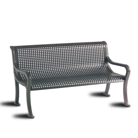Wabash CY420D Courtyard Series 6'L Outdoor Bench, Diamond Pattern Back & Seat, Aluminum Legs, Plastisol Coated