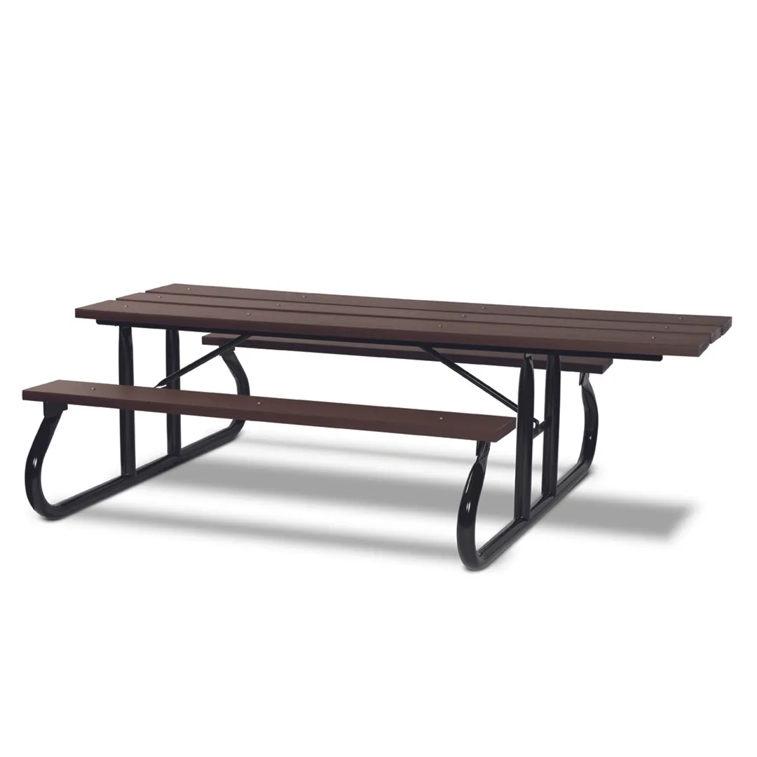 Wabash GV115G Green Valley 96"W PolyTuf Rectangle Outdoor Picnic Table, 30"H, Metal Frame, Powder Coat Finish