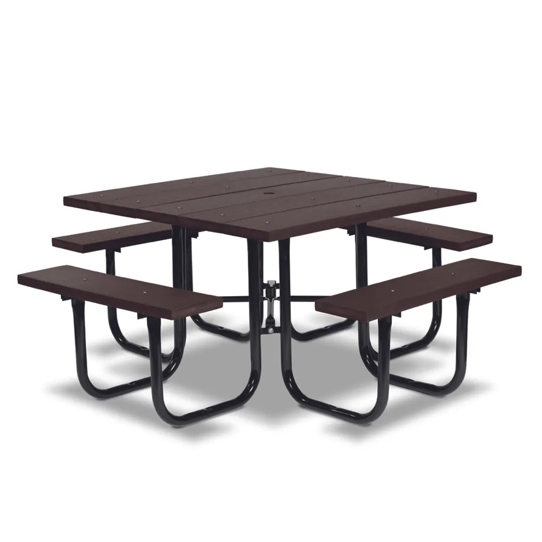 Wabash GV140G Green Valley 73.5 Square PolyTuf Outdoor Picnic Table, Steel Frame, Powder Coat Finish