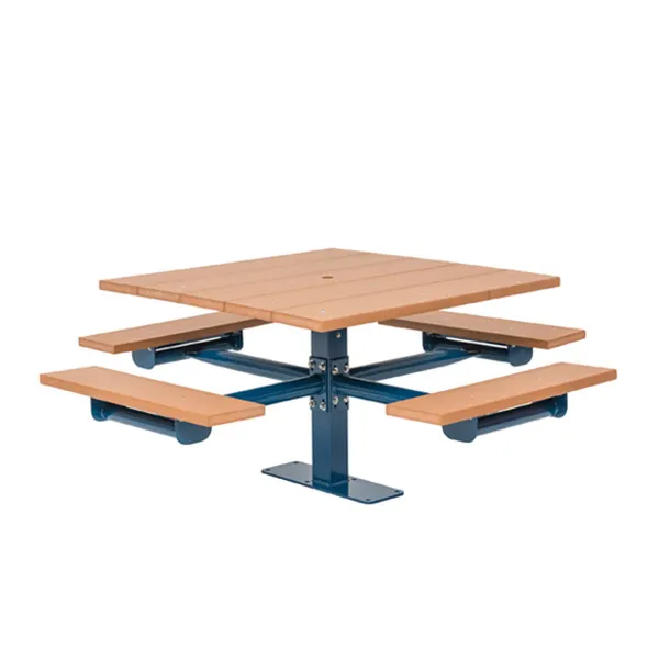 Wabash GV230G Green Valley 76-7/8" Square PolyTuf Outdoor Picnic Table, Steel Frame, Powder Coat Finish