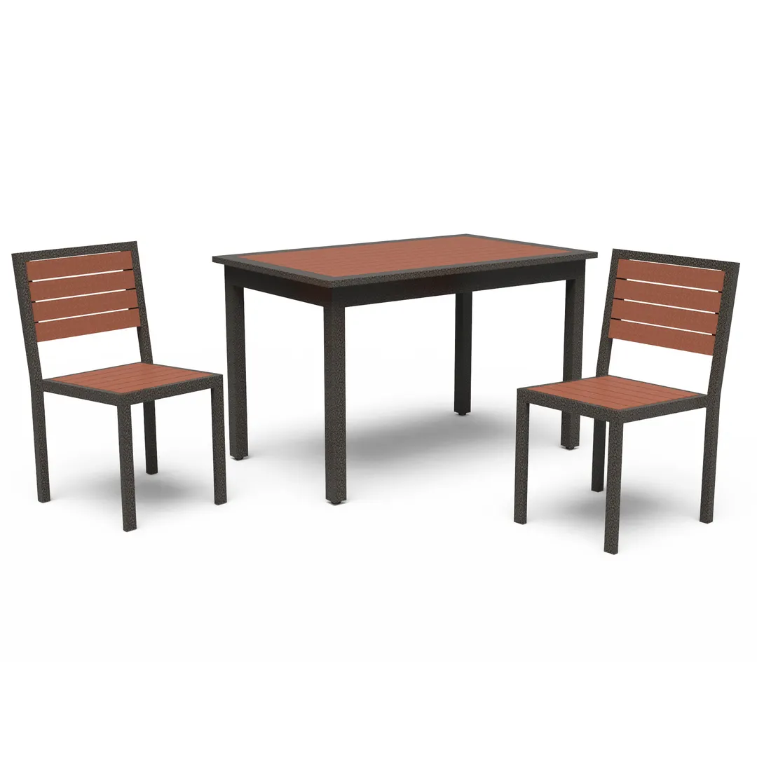 Wabash GV2O72P Green Valley 30x24 Rectangular Dining Height Outdoor Table, PolyTuf Slat Top, Aluminum Square Tubular Legs, Powder Coat Finish