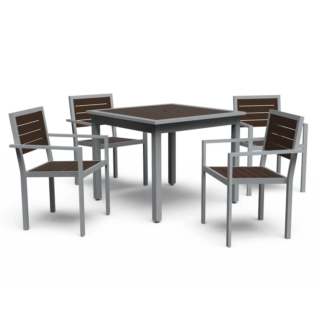 Wabash GV2Y72P Green Valley 48" Square PolyTuf Outdoor Dining Table, 30-3/8"H, Aluminum Legs, Powder Coat Finish