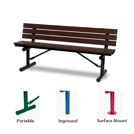 Wabash GV301G Signature Series 6'L Outdoor Bench, Slat Seat & Back, Portable, Recycled Plastic Lumber