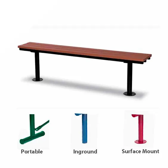 Wabash GV304G Signature Series 6'L Outdoor Bench, Slat Seat, Inground Installation, Recycled Plastic Lumber, Powder Coat Frame