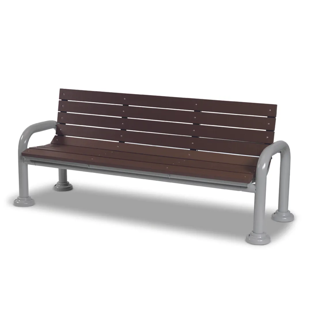 Wabash GV420G Green Valley 6'L Outdoor Bench, PolyTuf Back & Seat, Steel Tubular Legs, Powder Coat Finish, 61-72" Width