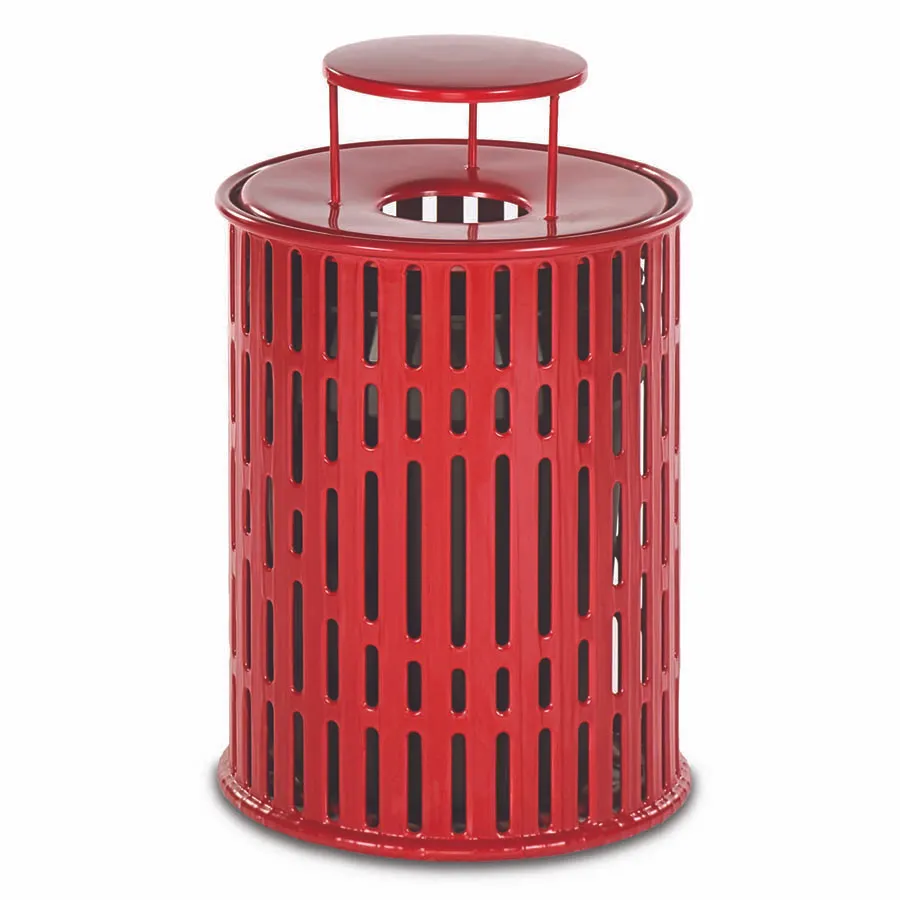 Wabash LR300R - 32 Gallon Trash Can, 25" Diameter x 33" Height, Open Top Steel, Coated Finish